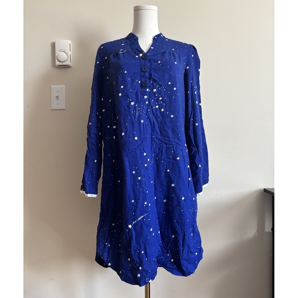 Nick Nora Medium‎ Starry Night Pocket Pajama Sleep Shirt Nightshirt Stars Cotton